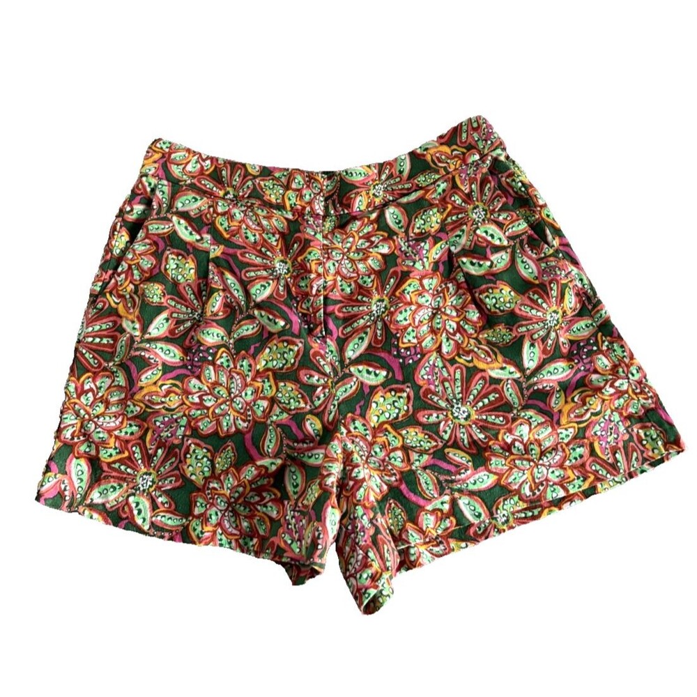 J.Crew Women's Linen Breathable Shorts Multicolored Vibrant Floral Print Sz 8